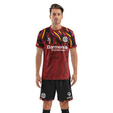 ORKY Soccer Jersey with Short, Personalized Name Number Shirt, Men Football Kit Lava Red